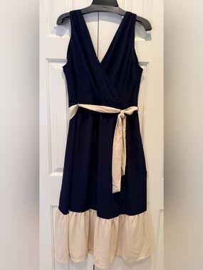 dkny cobalt blue dress DKNY NEW WT Pleated Dress SZ14 Cobalt Blue, Flutter Sleeves, Tie Belt MSRP $119